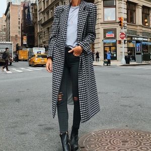 Something navy checkered coat